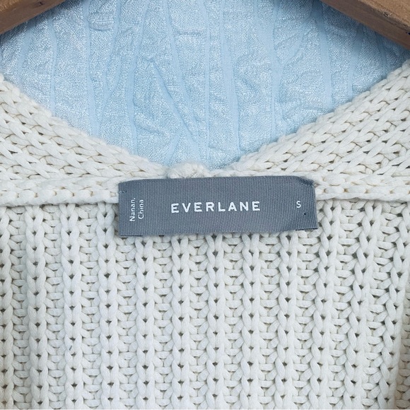 Everlane NEW Fisherman Knit Ivory Cream Vee Neck Sweater - Picture 8 of 13